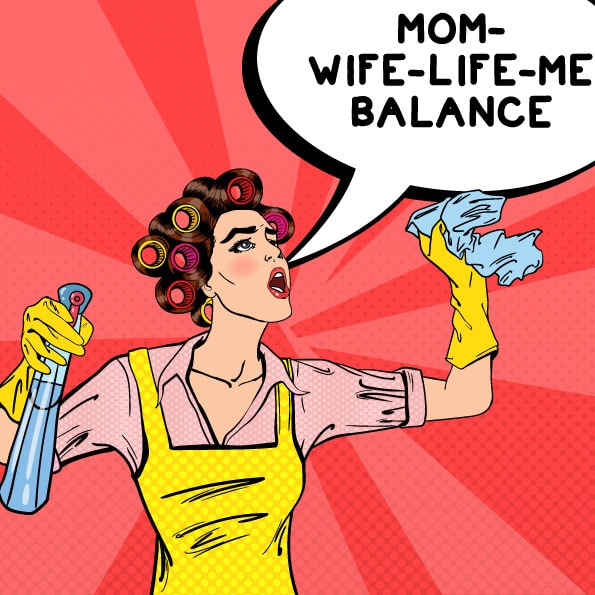 happy-mom-weekend zeichnung einer Frau beim putzen mit sprechblase